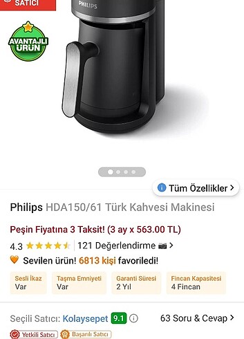 Philips HDA150/61 Türk kahvesi makinesi