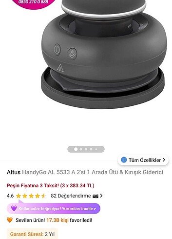 Altus handygo ütü kırışıklık giderici