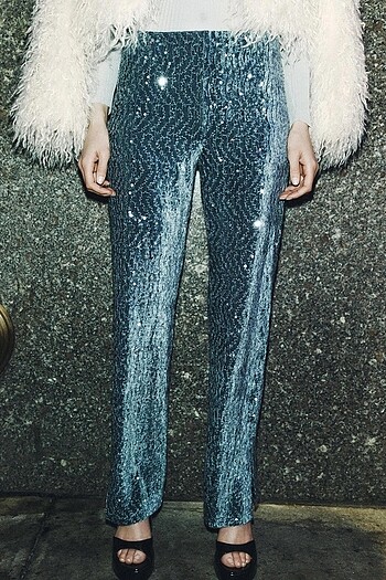 Zara Zara pullu kadife pantalon