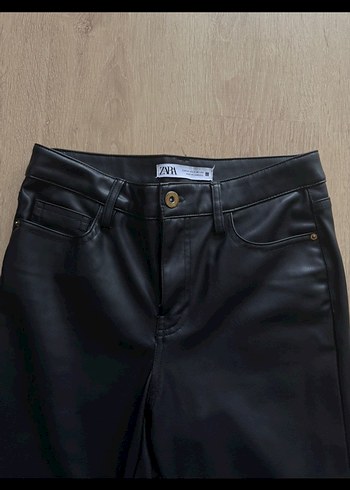 Siyah Deri Kadın Kumaş Pantolon - Görsel 3
