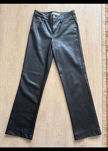 Siyah Deri Kadın Kumaş Pantolon - Görsel 4