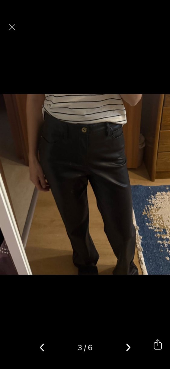 Siyah Deri Kadın Kumaş Pantolon - Görsel 2