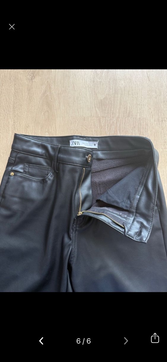 Siyah Deri Kadın Kumaş Pantolon - Görsel 5