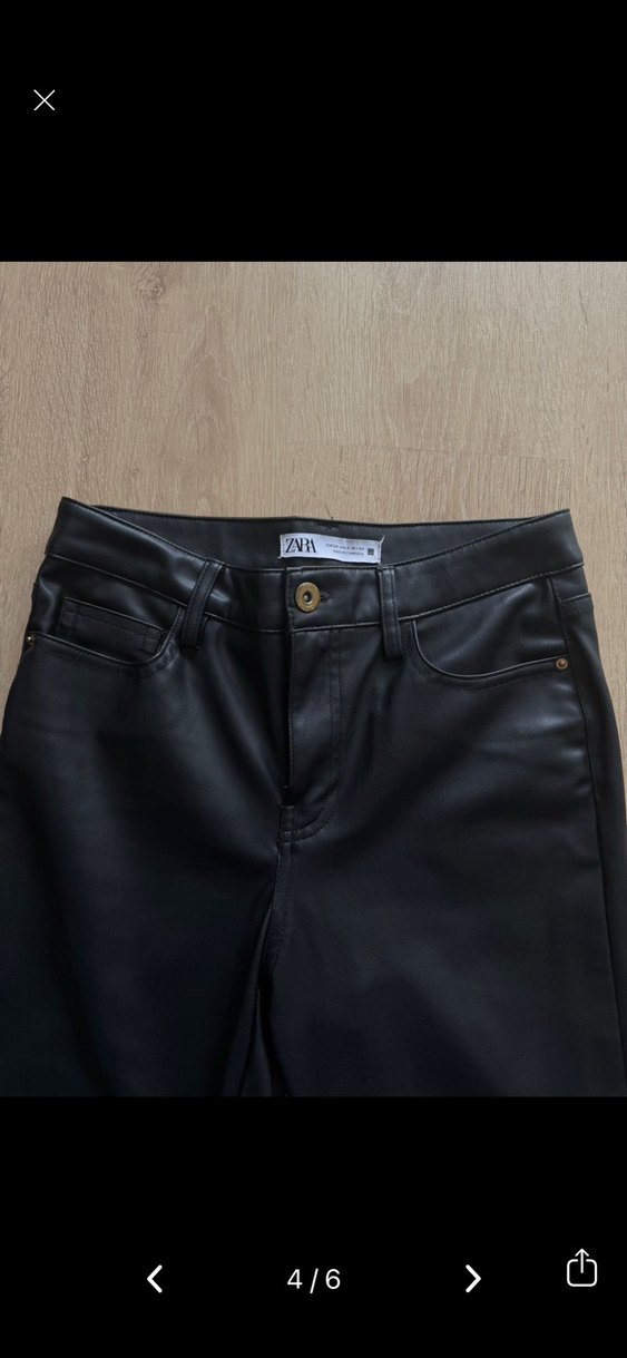 Siyah Deri Kadın Kumaş Pantolon - Görsel 3