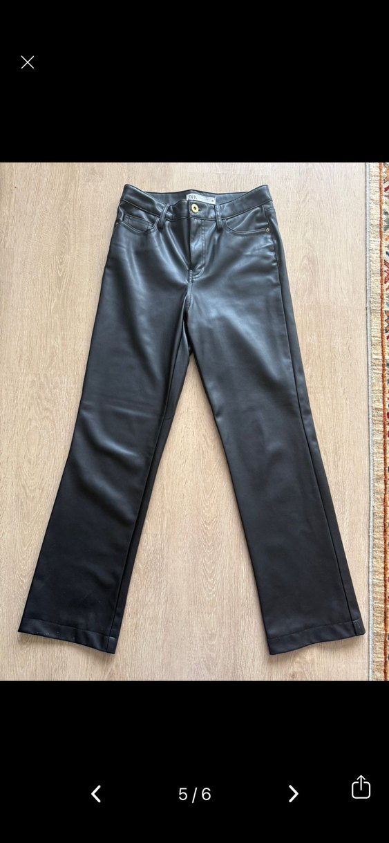 Siyah Deri Kadın Kumaş Pantolon - Görsel 4