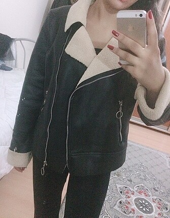 Deri biker mont