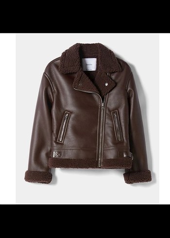 Kahverengi Deri Kürk Detaylı Kadın Ceket - Görsel 2