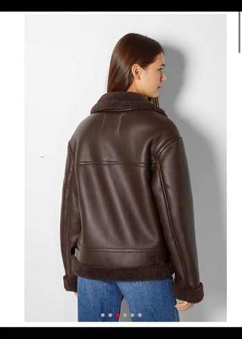 Kahverengi Deri Kürk Detaylı Kadın Ceket - Görsel 3