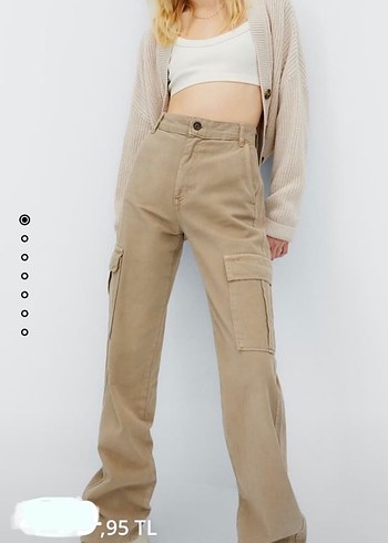 Stradivarius Bej Kargo Pantolon Rahat Ve Sik