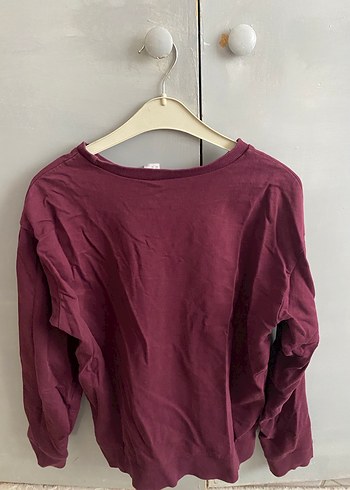H&M Hm Bordo Baskılı Kadın Sweatshirt