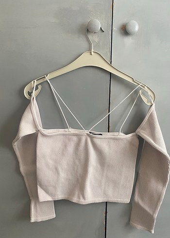 Zara Kadın kadın omuz detaylı Mini Crop Top