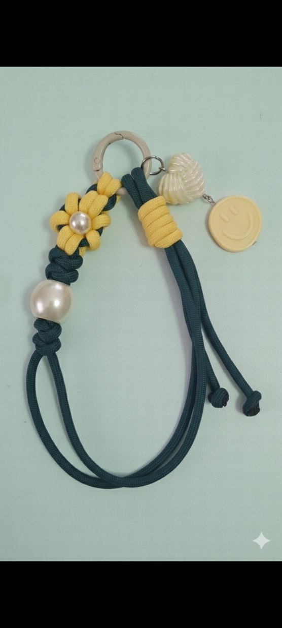 Boncuklu Bohem Tarzı Bej Anahtarlık - Görsel 3