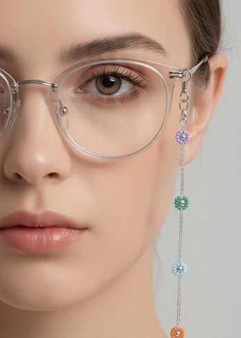 Boncuklu Çok Renkli Bohem Kadın Gözlük zinciri - Görsel 3