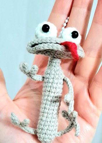 Gri El Yapımı Peluş Oyuncak Anahtarlık - Görsel 2