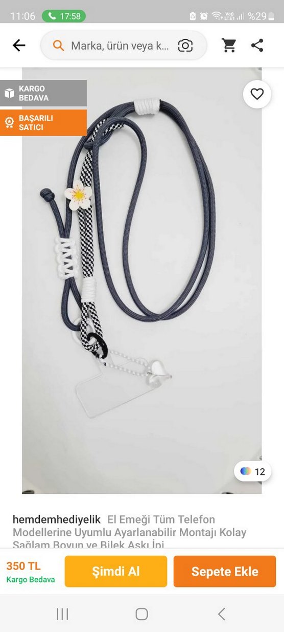 Sarı Püsküllü Renkli Bohem telefon askısı - Görsel 3