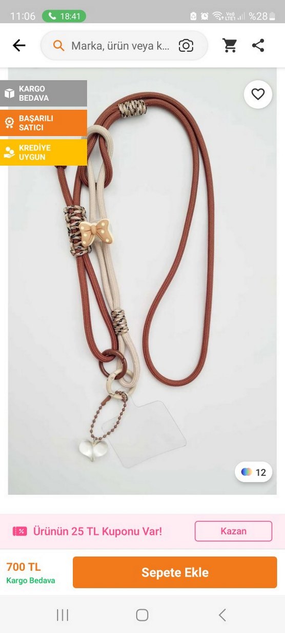 Sarı Püsküllü Renkli Bohem telefon askısı - Görsel 2