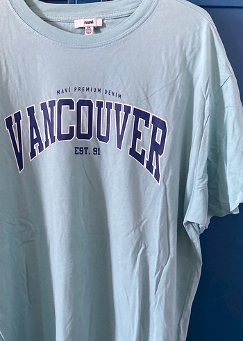 Mavi Baskılı Kadın Denim Tişört - Görsel 2