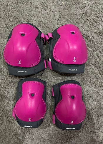 Pembe Biker Stil Kız Dizlik ve Dirseklik Seti