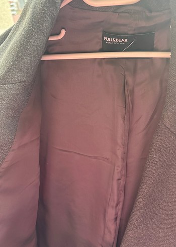 Pull and Bear Düğmeli Gri Kadın Midi Boy Blazer kaban
