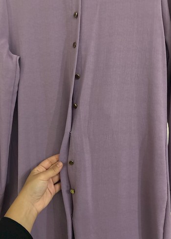 Zara Düğmeli Lila Uzun Kollu Keten Gömlek pantolon takım