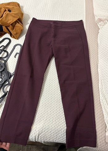 Bordo Midi Kadın Kumaş Pantolon