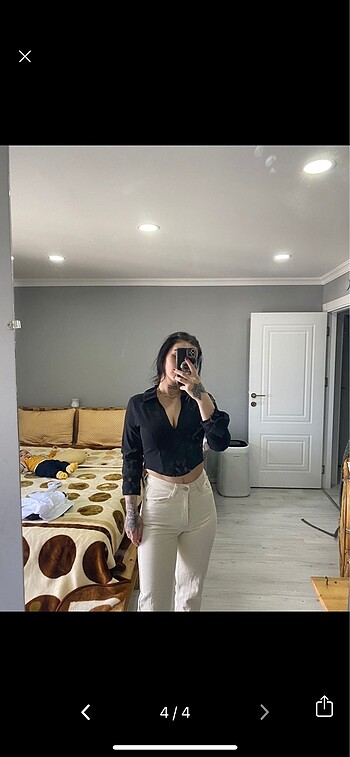 Siyah crop gömlek