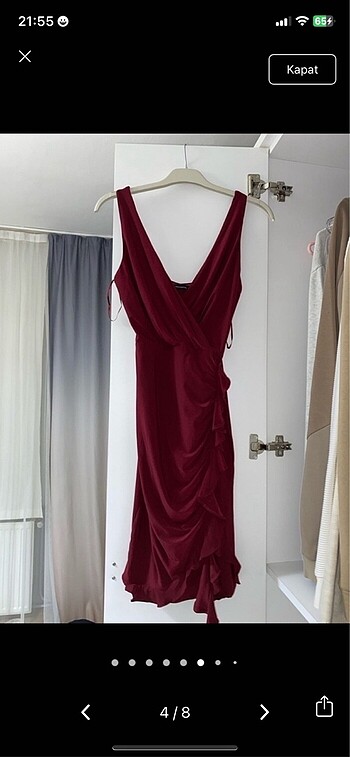xs Beden Bordo elbise