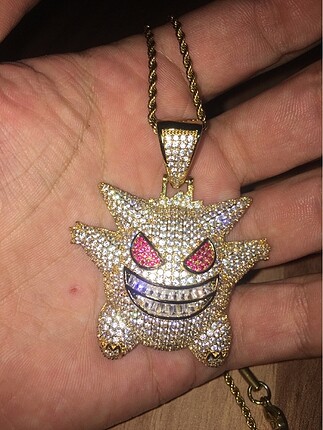  Beden altın Renk Gengar iced out - buzlu kolye