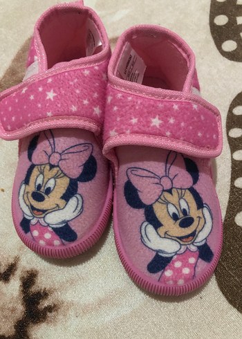 Kız Çocuk Pembe minine mouse Baskılı Sıcak Terlik Velcro - Görsel 2