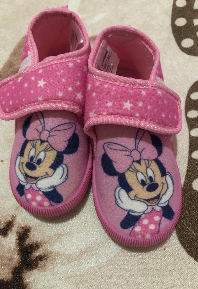 Kız Çocuk Pembe minine mouse Baskılı Sıcak Terlik Velcro - Görsel 2