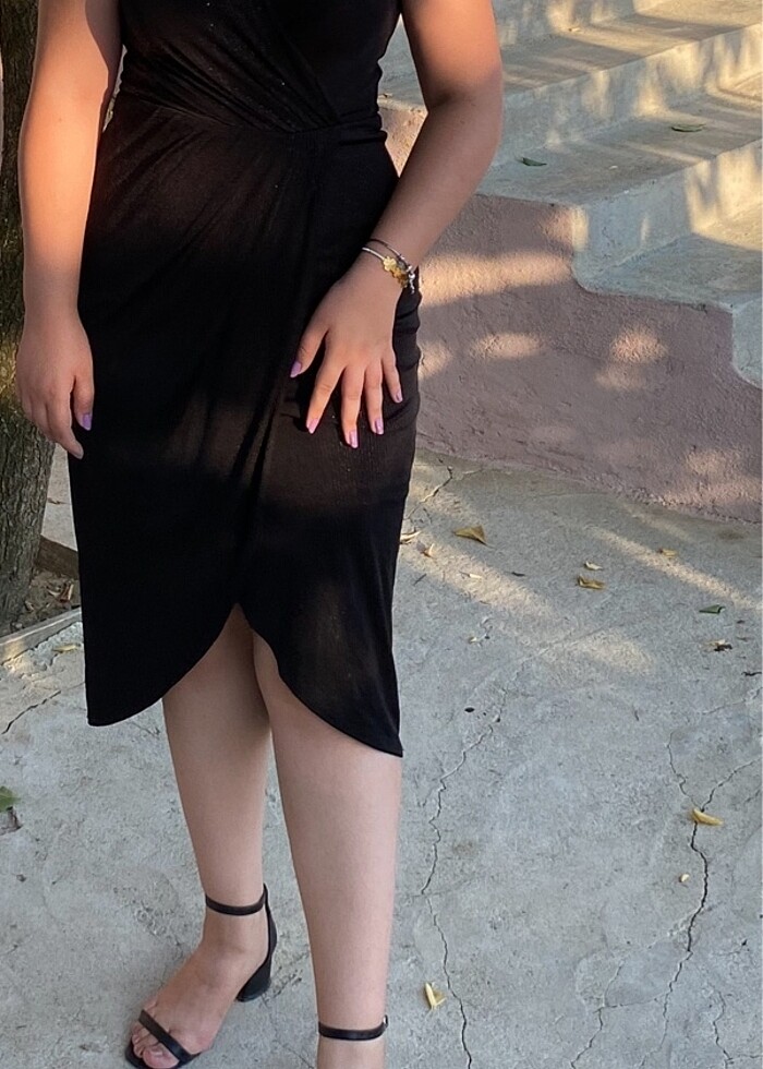 Siyah simli elbise - Görsel 2