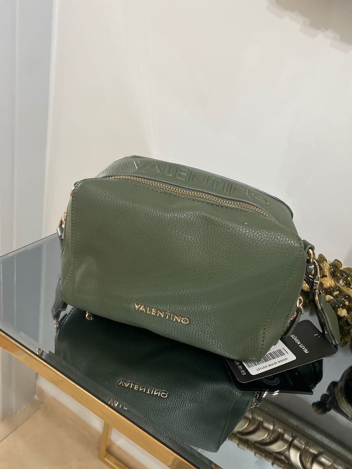 Valentino Kemer Detaylı Haki Deri Kadın Çanta - Görsel 5
