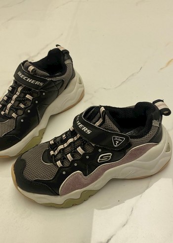 Kız çocuk  Pembe Gri Bağcıklı SKECHERS DLİTES - Görsel 3