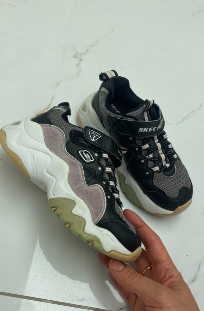 Kız çocuk  Pembe Gri Bağcıklı SKECHERS DLİTES - Görsel 4