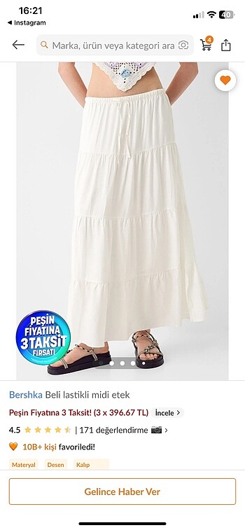 Bershka Midi Etek