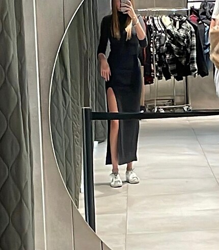 pull&bear yırtmaçlı triko elbise