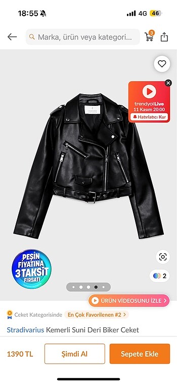 Kemerli Suni Deri Biker Ceket