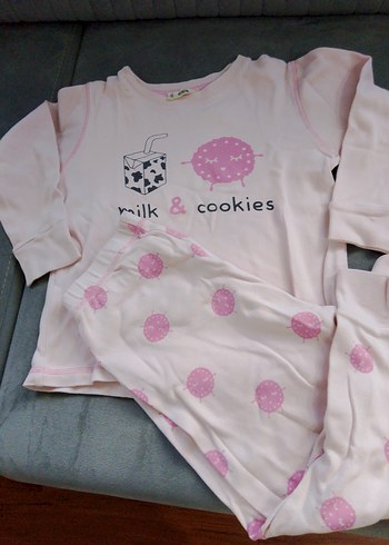 Diğer Kız Çocuk Pembe Pamuklu Uzun Kollu Pijama Takımı