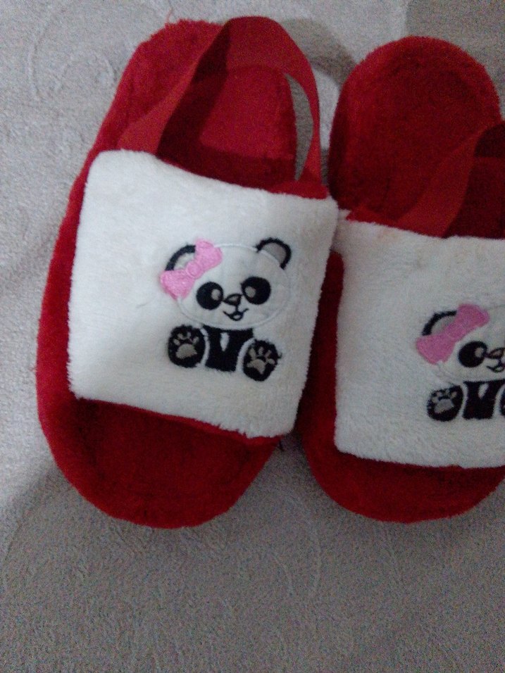 Kız Çocuk Kırmızı Polar Terlik - Görsel 3