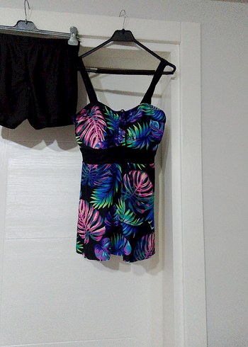 Renkli Desenli  etekli şortlu Kadın Mayo - Görsel 2