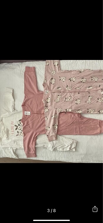 3 Ay Beden H&M kız bebek üçlü tulum