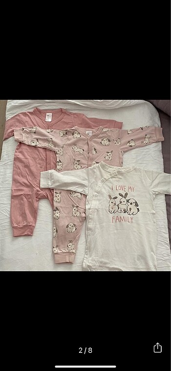 H&M H&M kız bebek üçlü tulum