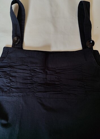 önden büzgülü yazlık keten salopet  - Görsel 3