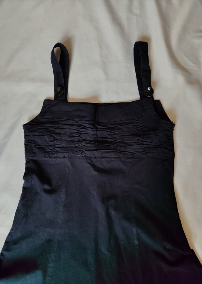 önden büzgülü yazlık keten salopet  - Görsel 2