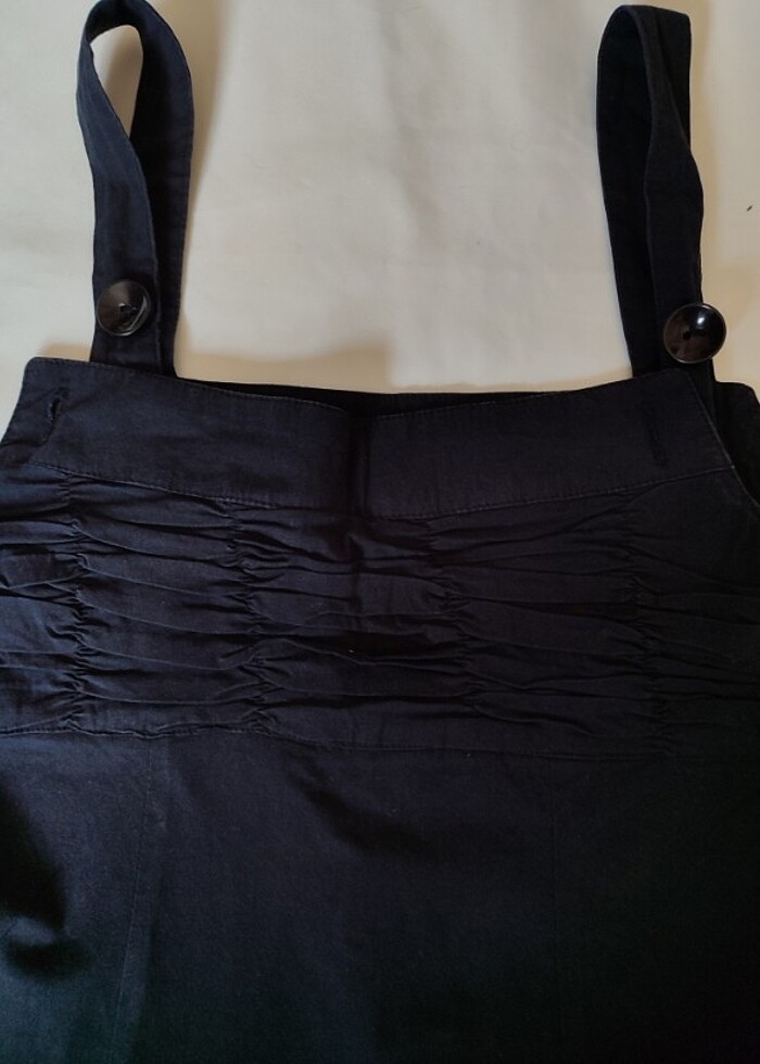 önden büzgülü yazlık keten salopet  - Görsel 3