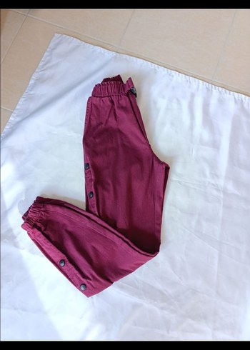 çtn yandan zımba detaylı lastikli paçalı bordo pantolon - Görsel 6