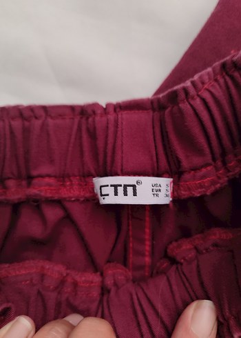 çtn yandan zımba detaylı lastikli paçalı bordo pantolon - Görsel 7