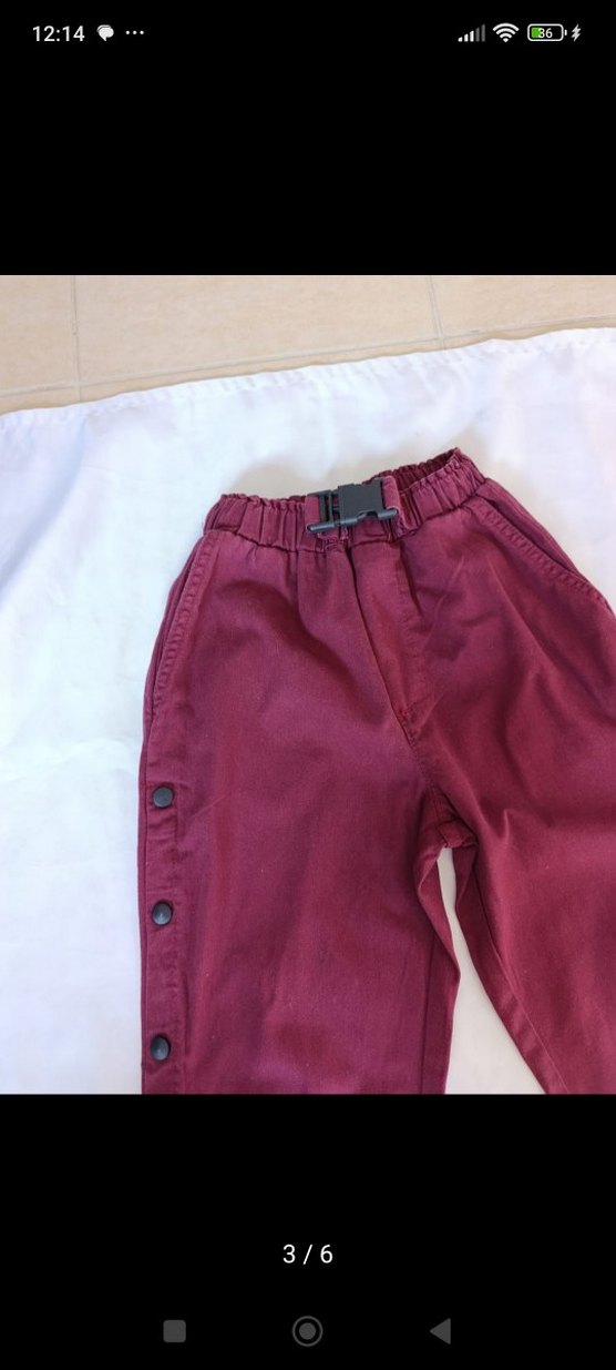 çtn yandan zımba detaylı lastikli paçalı bordo pantolon - Görsel 5