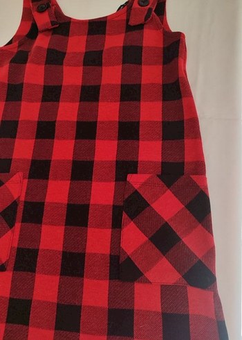 LCW kırmızı_siyah kareli cepli mini salopet - Görsel 5