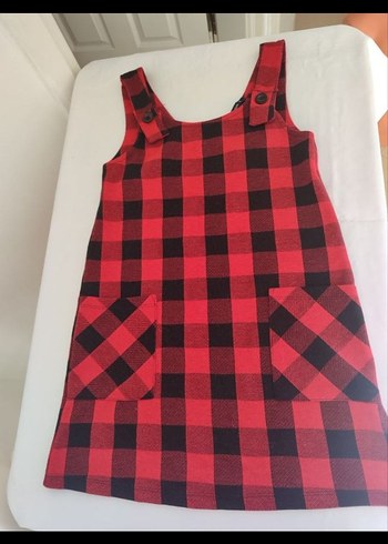 LCW kırmızı_siyah kareli cepli mini salopet - Görsel 4